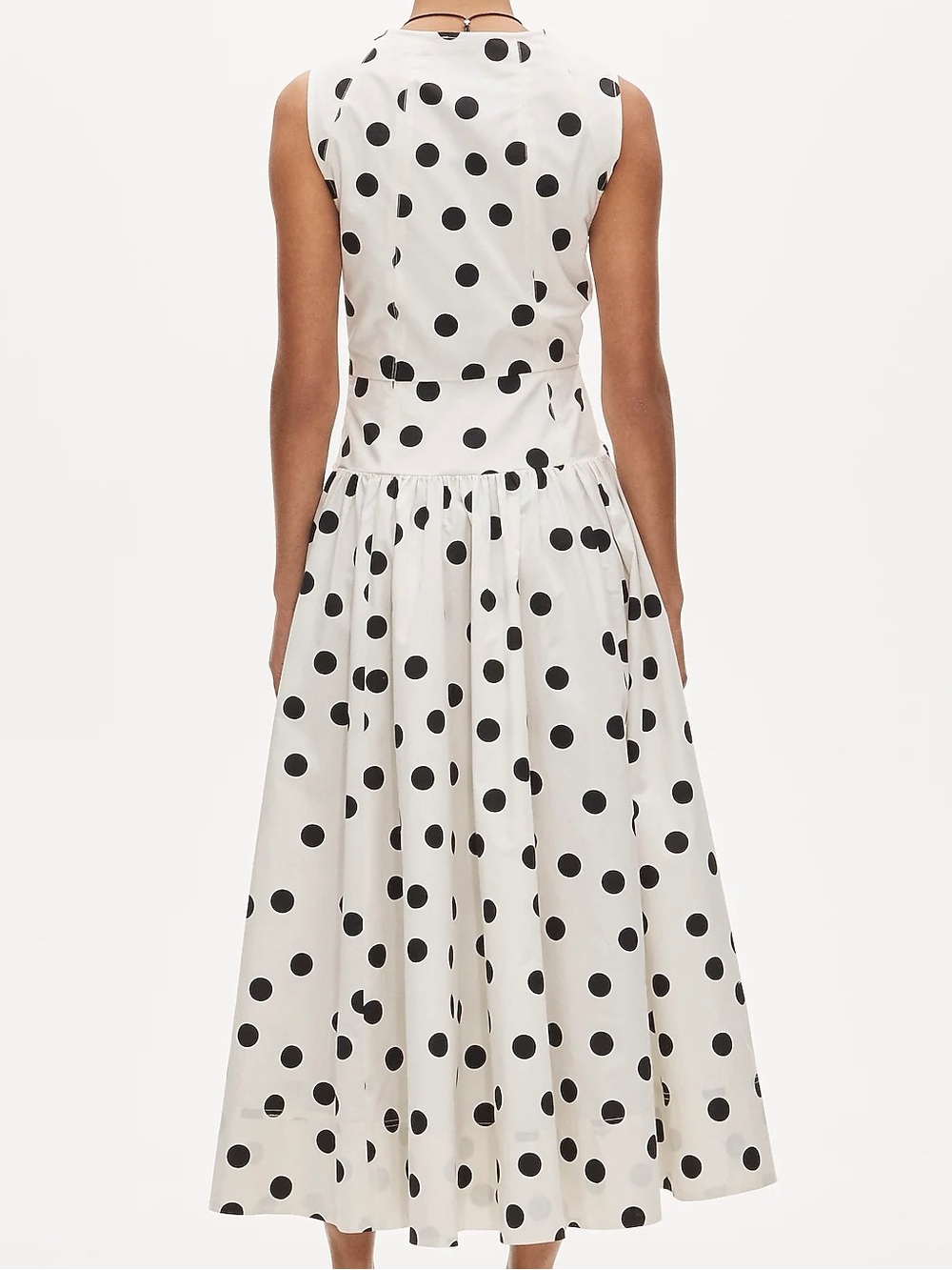 NWT J.Crew Button-front Dress in Dot-print Cotton Poplin - Ivory & Black - Picture 2 of 7